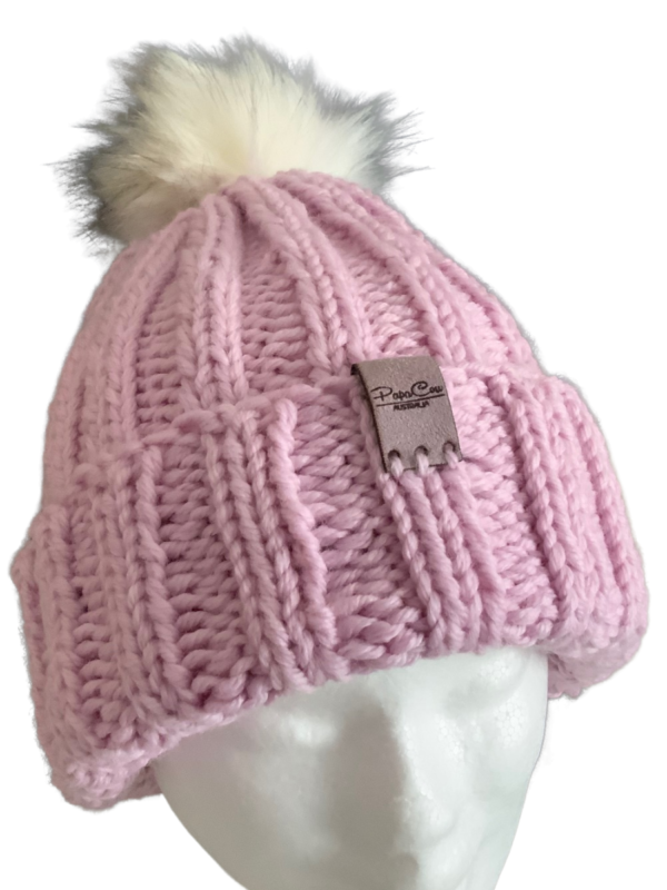 Double Deluxe Soft Pink Beanie with Pom Pom
